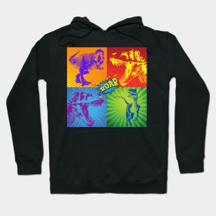 Dino Pop Art - T Rex and Velociraptor Hoodie